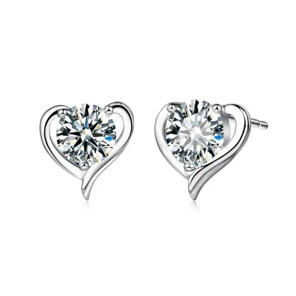🌟 925 Sterling Silver Heart Necklace Earrings Set - Romantic Jewelry Ensemble - Picture 2 of 3